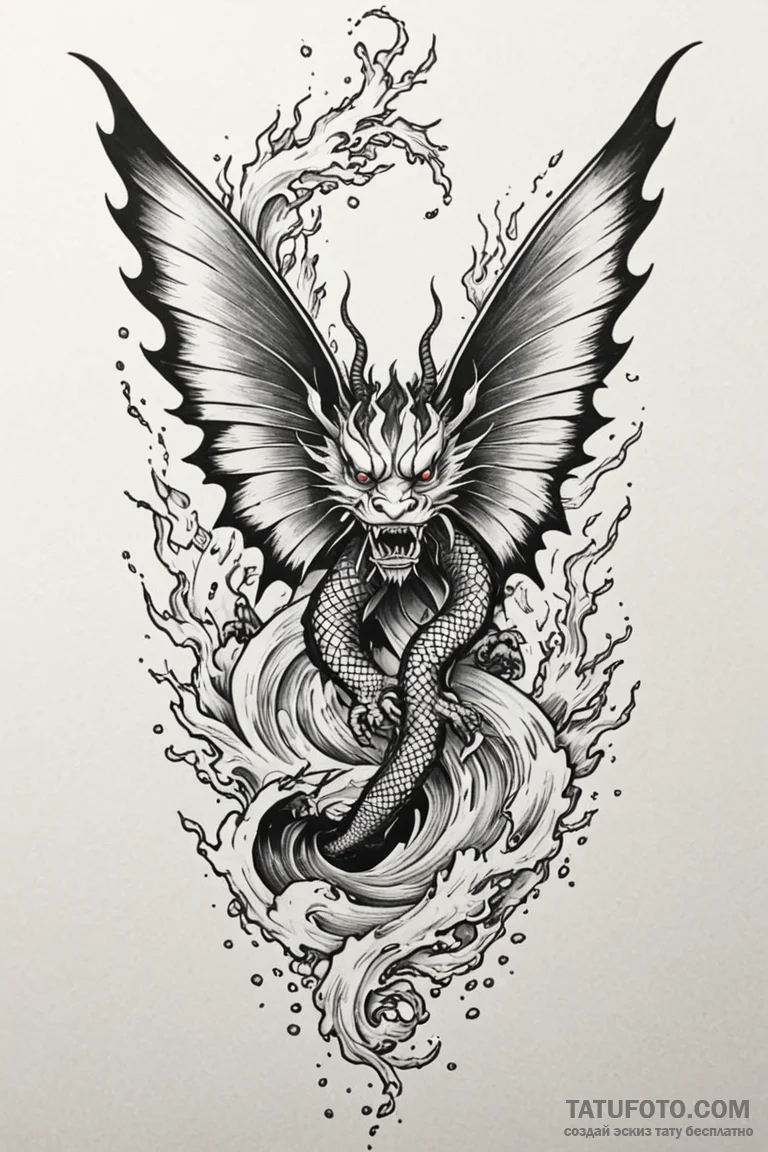 Apocalyptic butterfly with burning wings, ink... - эскиз тату (№1750852028_1, 25.06.2025 11:47) — Tatufoto.com