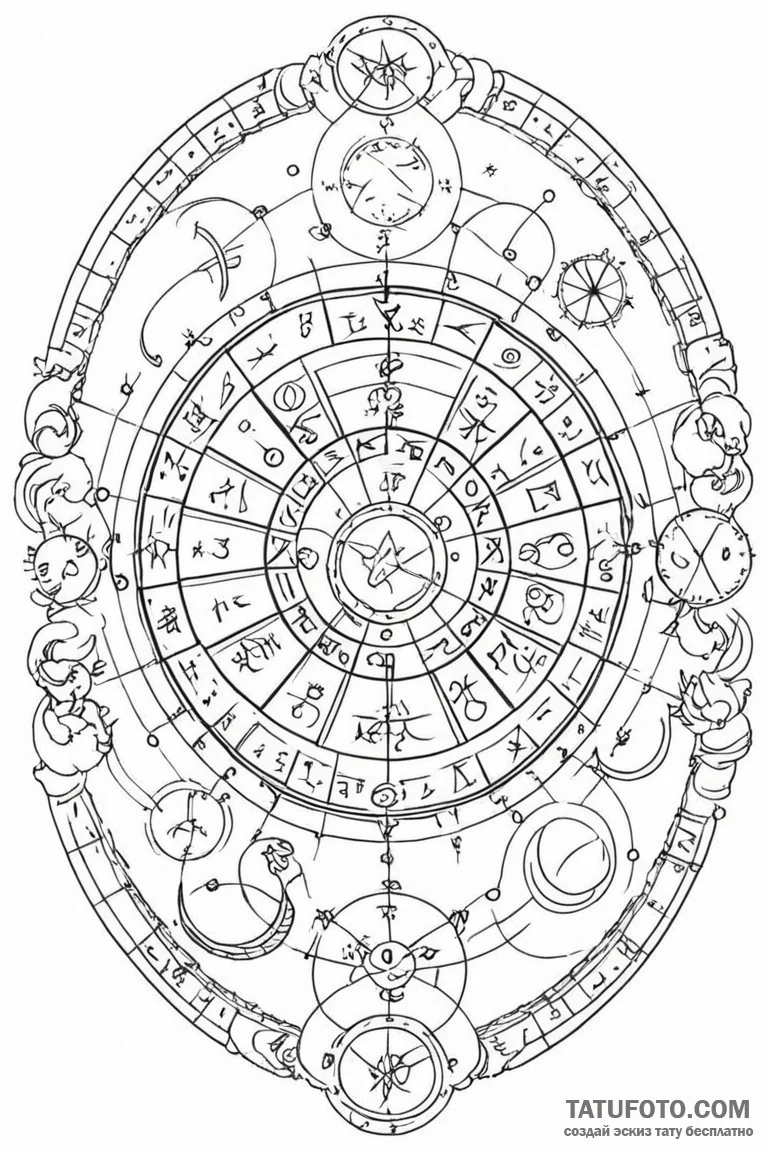 Tattoo sketch a zodiac symbol with elements o... - эскиз тату (№1750856393_1, 25.06.2025 12:59) — Tatufoto.com