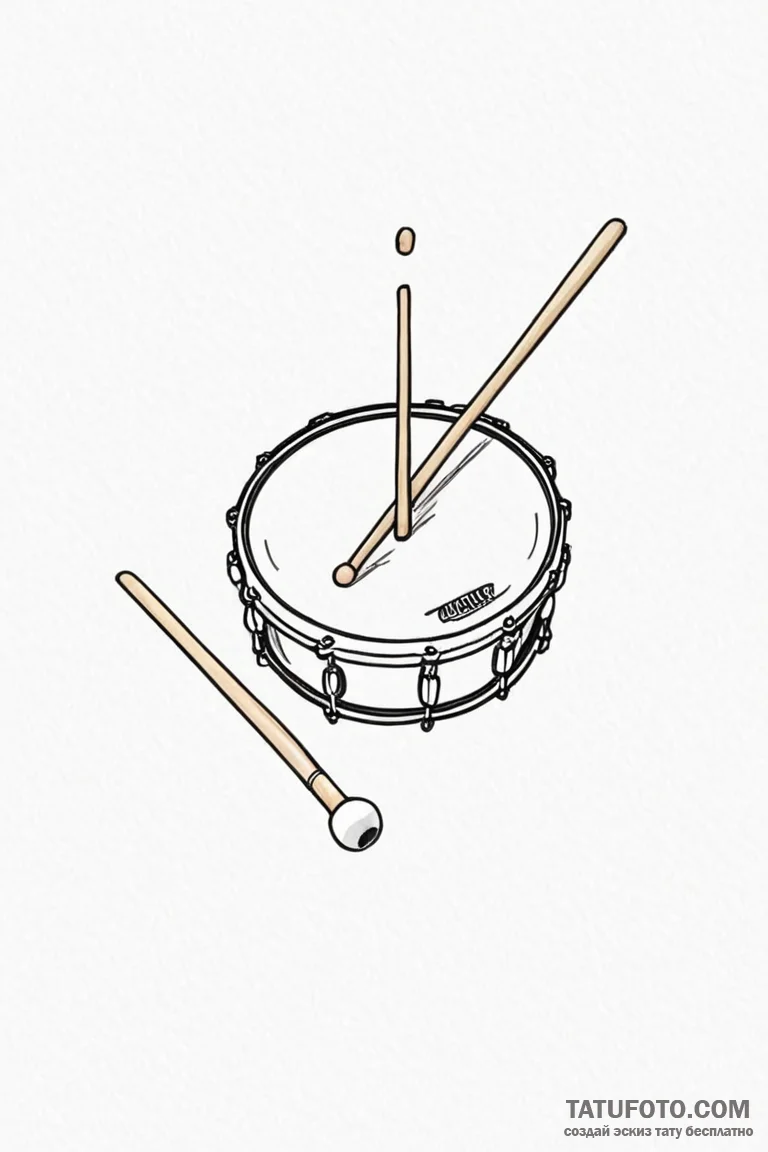 Tattoo sketch a simple drum stick on one, a c... - эскиз тату (№1750856684_0, 25.06.2025 13:04) — Tatufoto.com