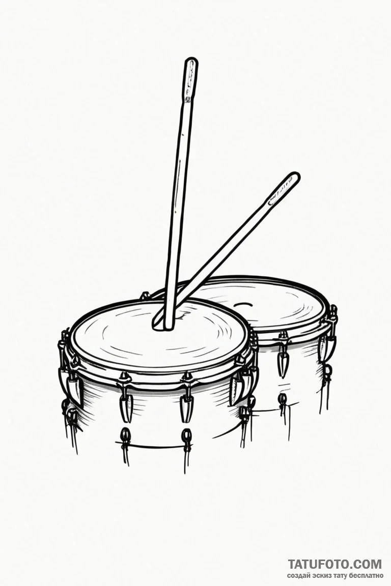 Tattoo sketch a simple drum stick on one, a c... - эскиз тату (№1750856684_1, 25.06.2025 13:04) — Tatufoto.com