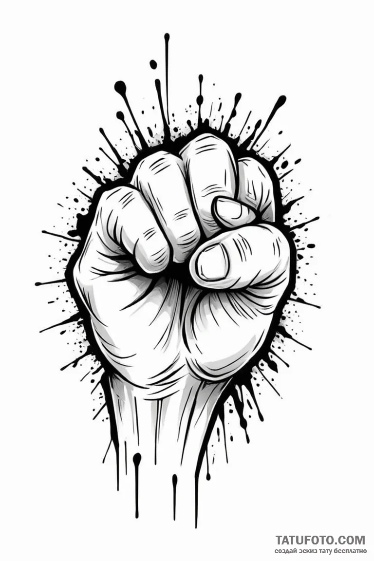 Tattoo sketch a stylized fist punching throug... - эскиз тату (№1750857031_0, 25.06.2025 13:10) — Tatufoto.com