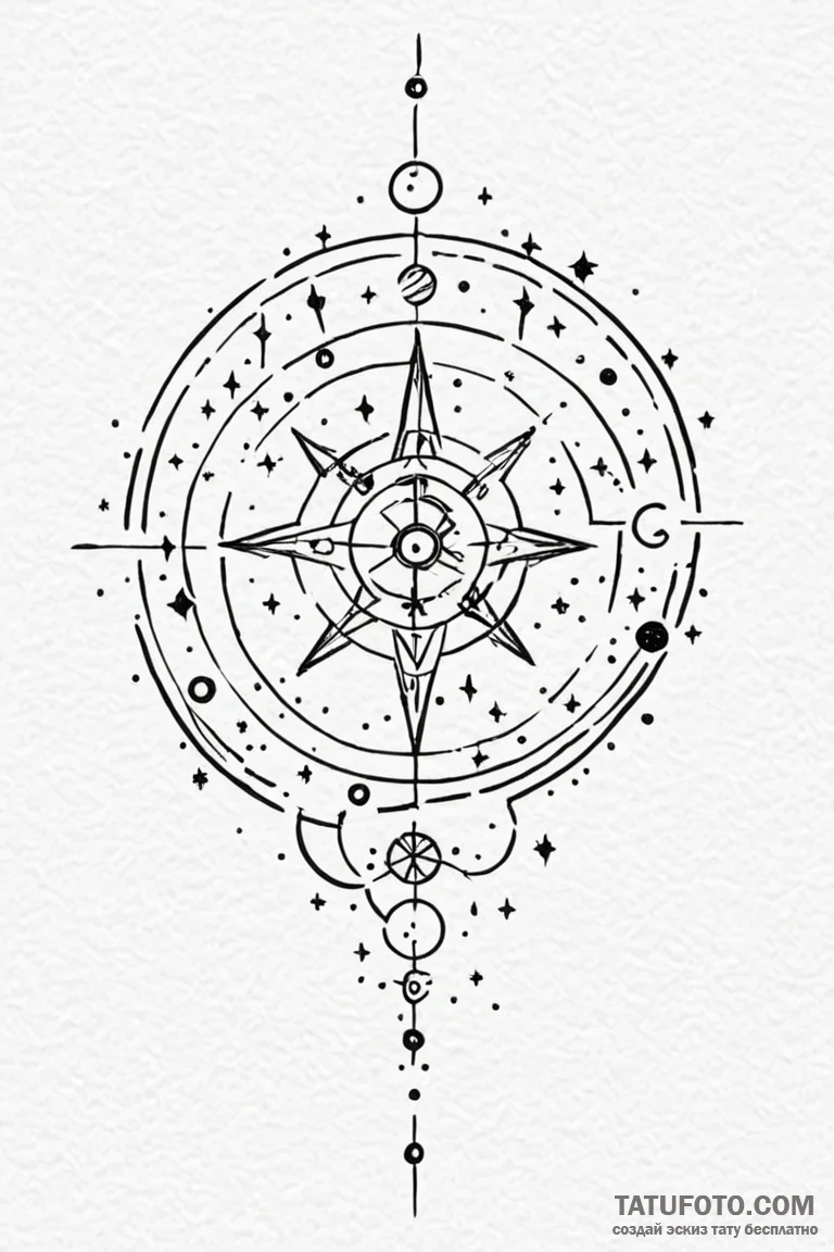 Tattoo design a zodiac glyph composed of tiny... - эскиз тату (№1750858201_1, 25.06.2025 13:30) — Tatufoto.com