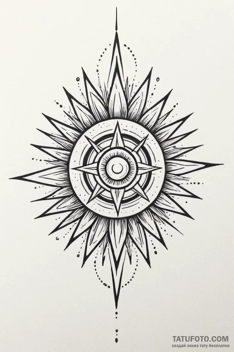 Tattoo design a stylized power core, radiatin... - эскиз тату (№1750859147_1, 25.06.2025 13:45) — Tatufoto.com