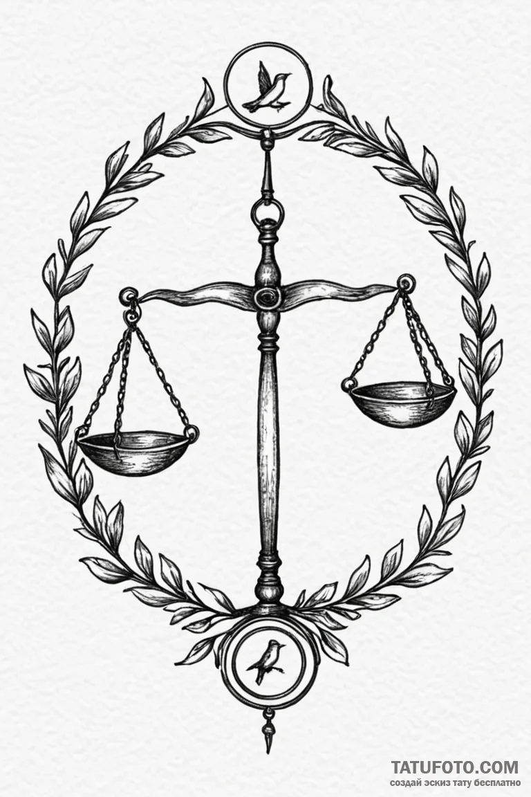 Tattoo sketch libra's scales, perfectly balan... - эскиз тату (№1750859369_1, 25.06.2025 13:49) — Tatufoto.com
