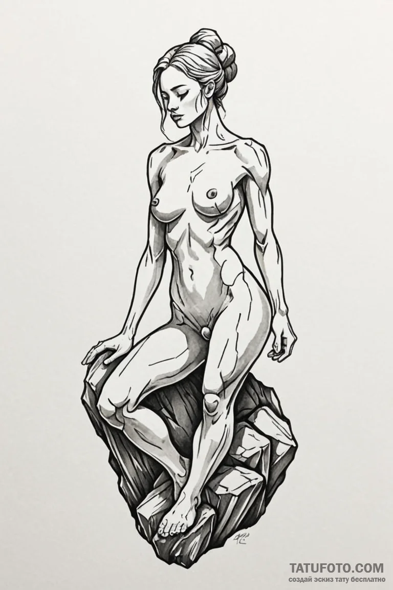 Tattoo design a human figure made of solid ro... - эскиз тату (№1750861077_1, 25.06.2025 14:17) — Tatufoto.com