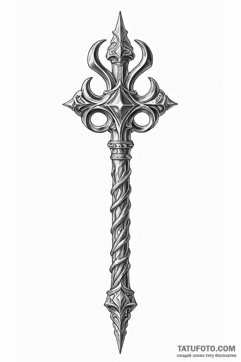 Tattoo sketch a medieval mace with a simple,... - эскиз тату (№1750861152_1, 25.06.2025 14:19) — Tatufoto.com
