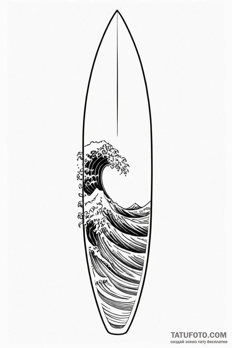 Tattoo sketch a stylized surfboard on one, a... - эскиз тату (№1750861309_0, 25.06.2025 14:21) — Tatufoto.com