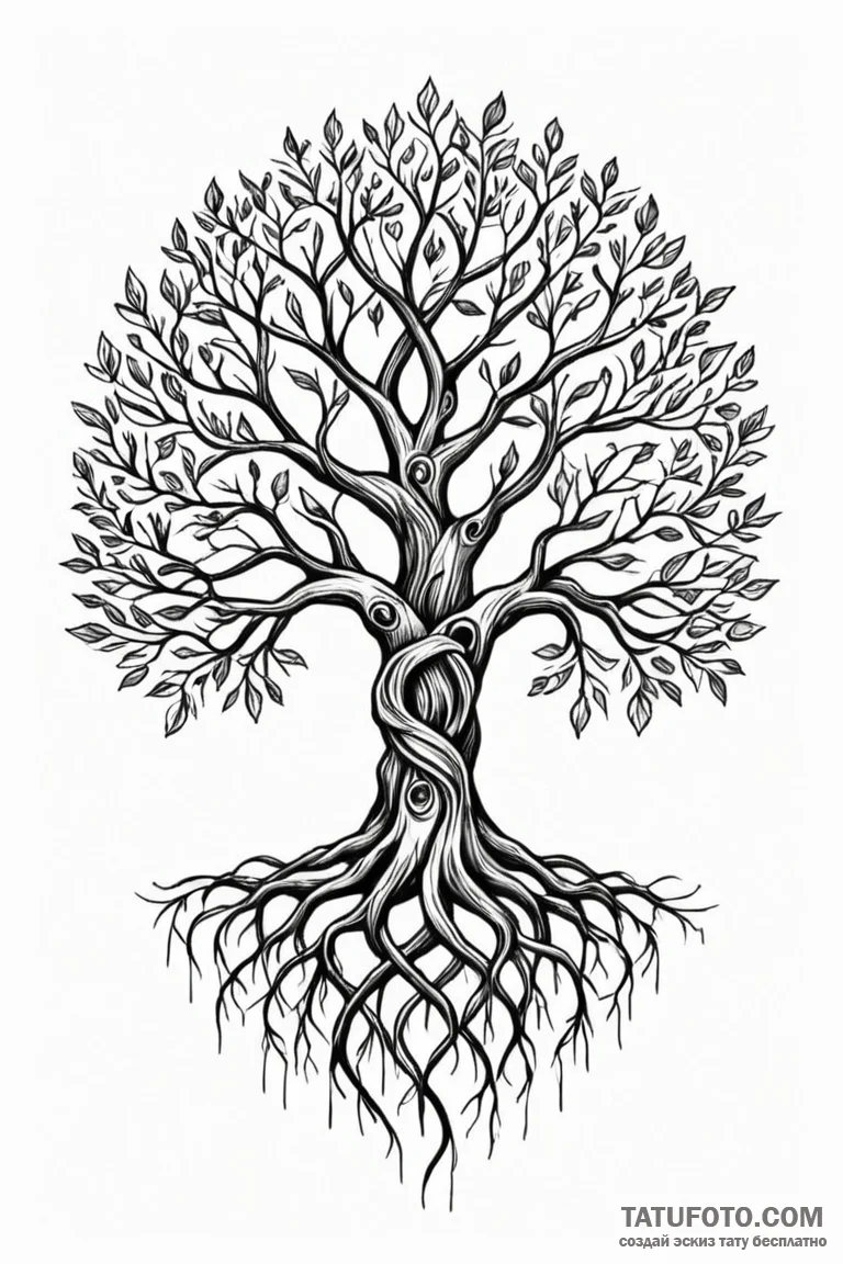 Tattoo sketch a stylized "tree of life" with... - эскиз тату (№1750862051_0, 25.06.2025 14:34) — Tatufoto.com