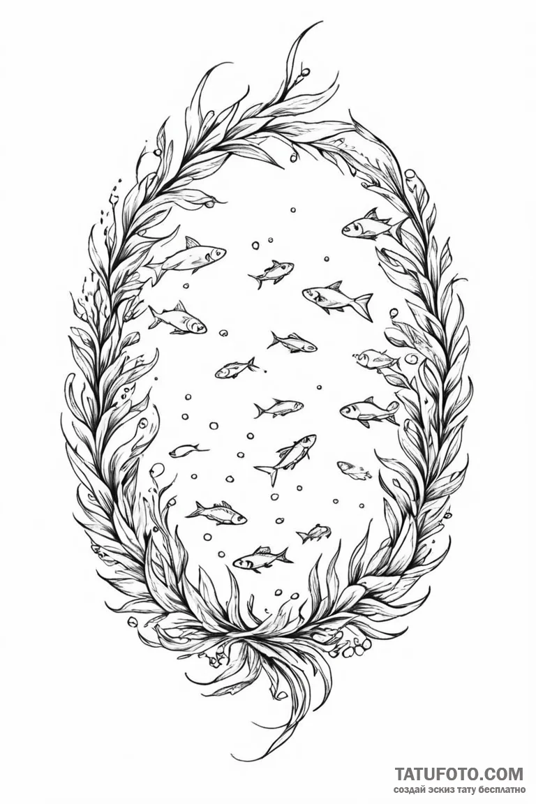 Tattoo design a school of fish swimming in a... - эскиз тату (№1750863692_1, 25.06.2025 15:01) — Tatufoto.com