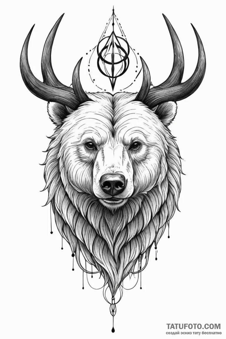 A powerful tattoo sketch of a bear, the sacre... - эскиз тату (№1750863767_0, 25.06.2025 15:02) — Tatufoto.com