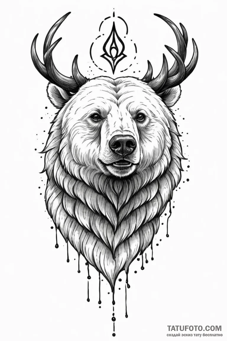 A powerful tattoo sketch of a bear, the sacre... - эскиз тату (№1750863767_1, 25.06.2025 15:02) — Tatufoto.com