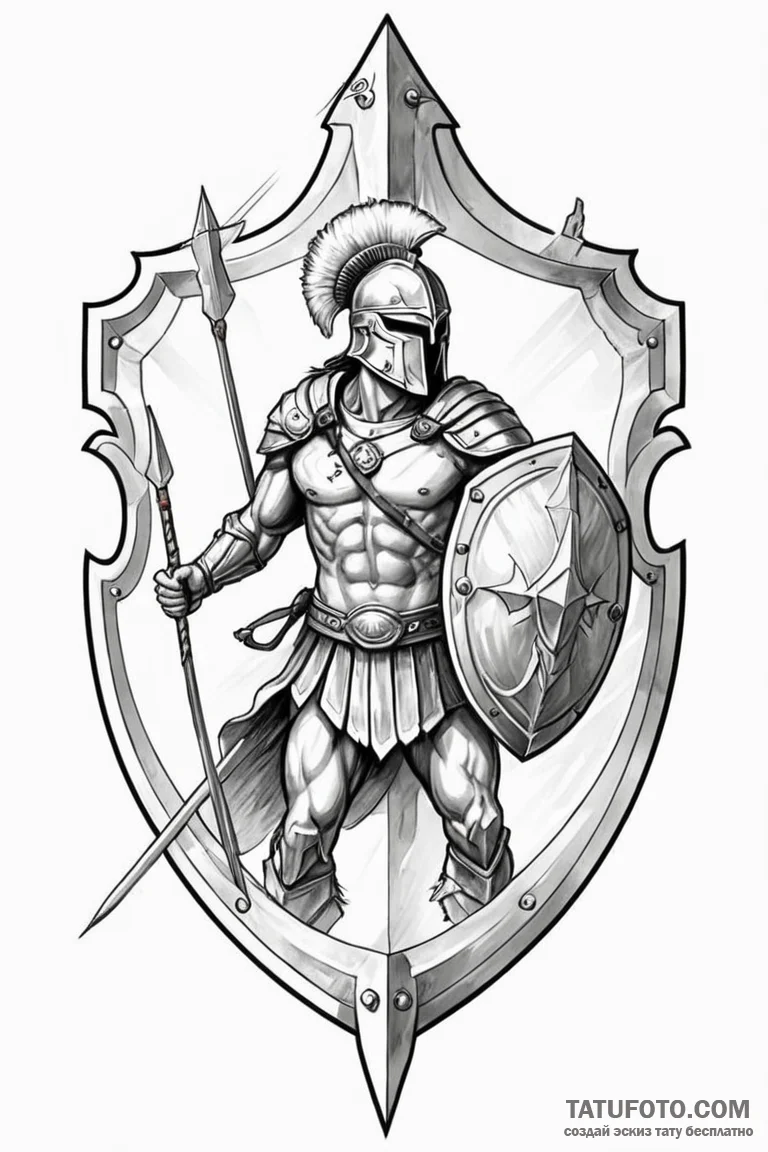 Tattoo design a spartan warrior's shield and... - эскиз тату (№1750863845_0, 25.06.2025 15:04) — Tatufoto.com
