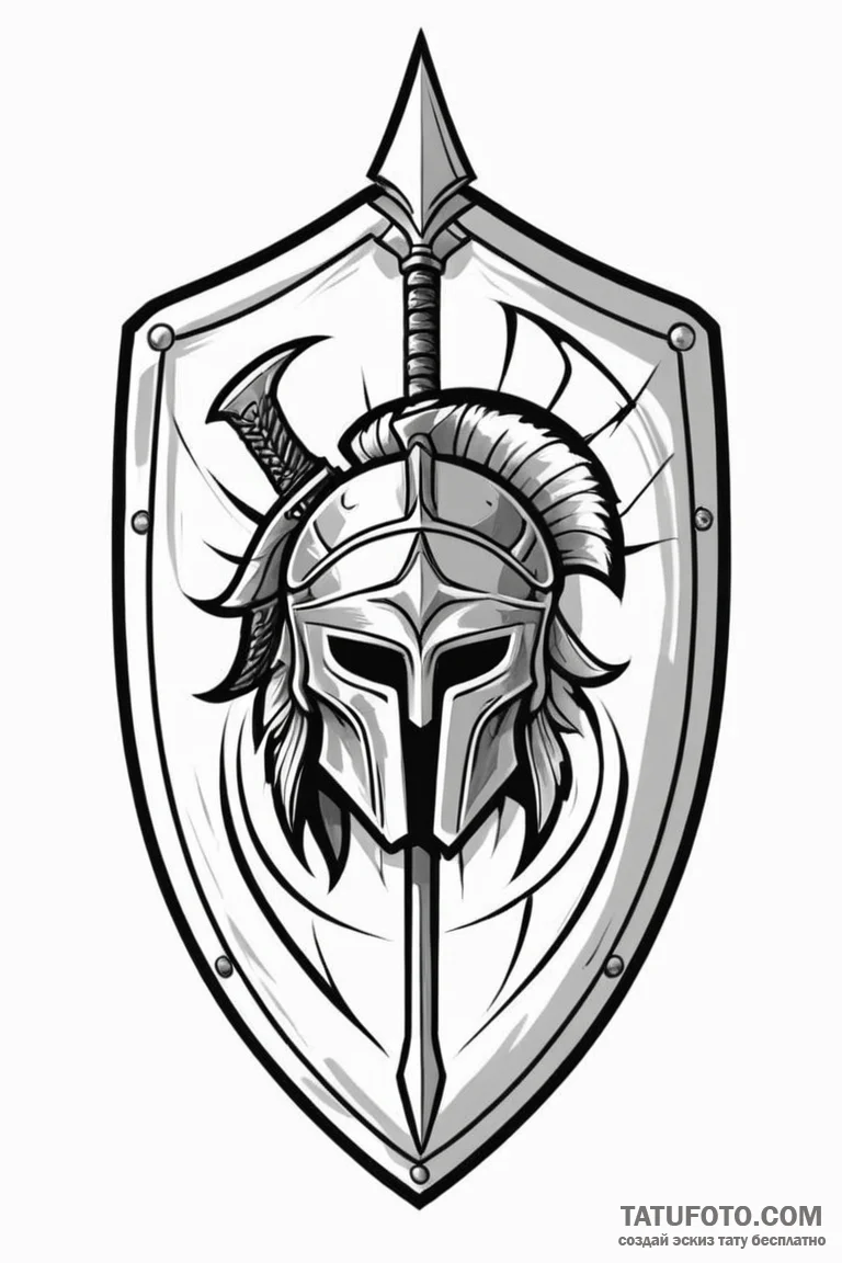 Tattoo design a spartan warrior's shield and... - эскиз тату (№1750863845_1, 25.06.2025 15:04) — Tatufoto.com
