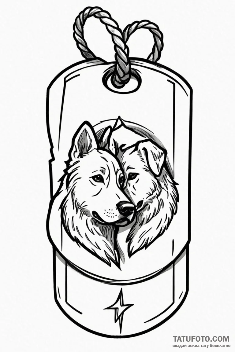 Tattoo sketch two interlocking dog tags formi... - эскиз тату (№1750864094_0, 25.06.2025 15:08) — Tatufoto.com