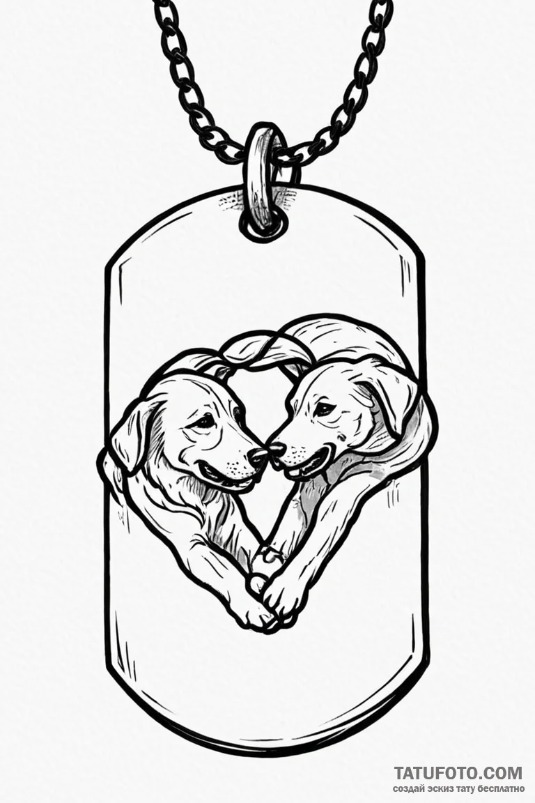 Tattoo sketch two interlocking dog tags formi... - эскиз тату (№1750864094_1, 25.06.2025 15:08) — Tatufoto.com