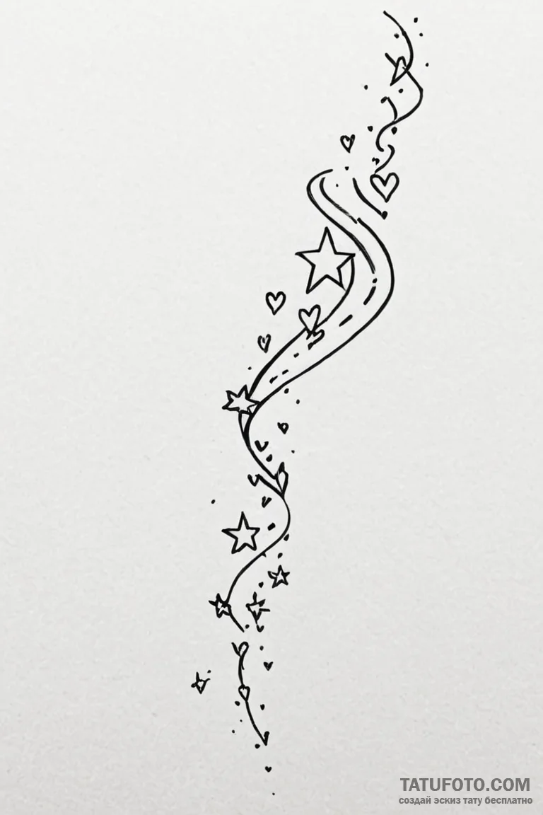 Tattoo sketch a shooting star leaving a trail... - эскиз тату (№1750864586_0, 25.06.2025 15:16) — Tatufoto.com