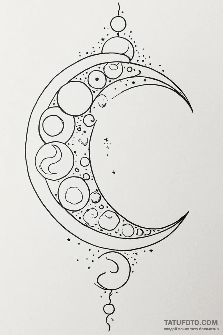 Tattoo sketch a moon phase where each phase i... - эскиз тату (№1750864669_1, 25.06.2025 15:17) — Tatufoto.com