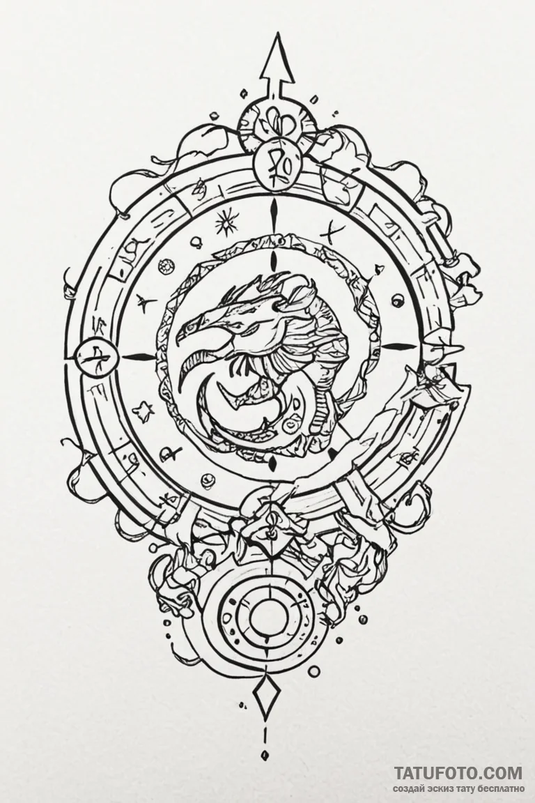 Tattoo design a zodiac symbol appearing on a... - эскиз тату (№1750864750_0, 25.06.2025 15:19) — Tatufoto.com