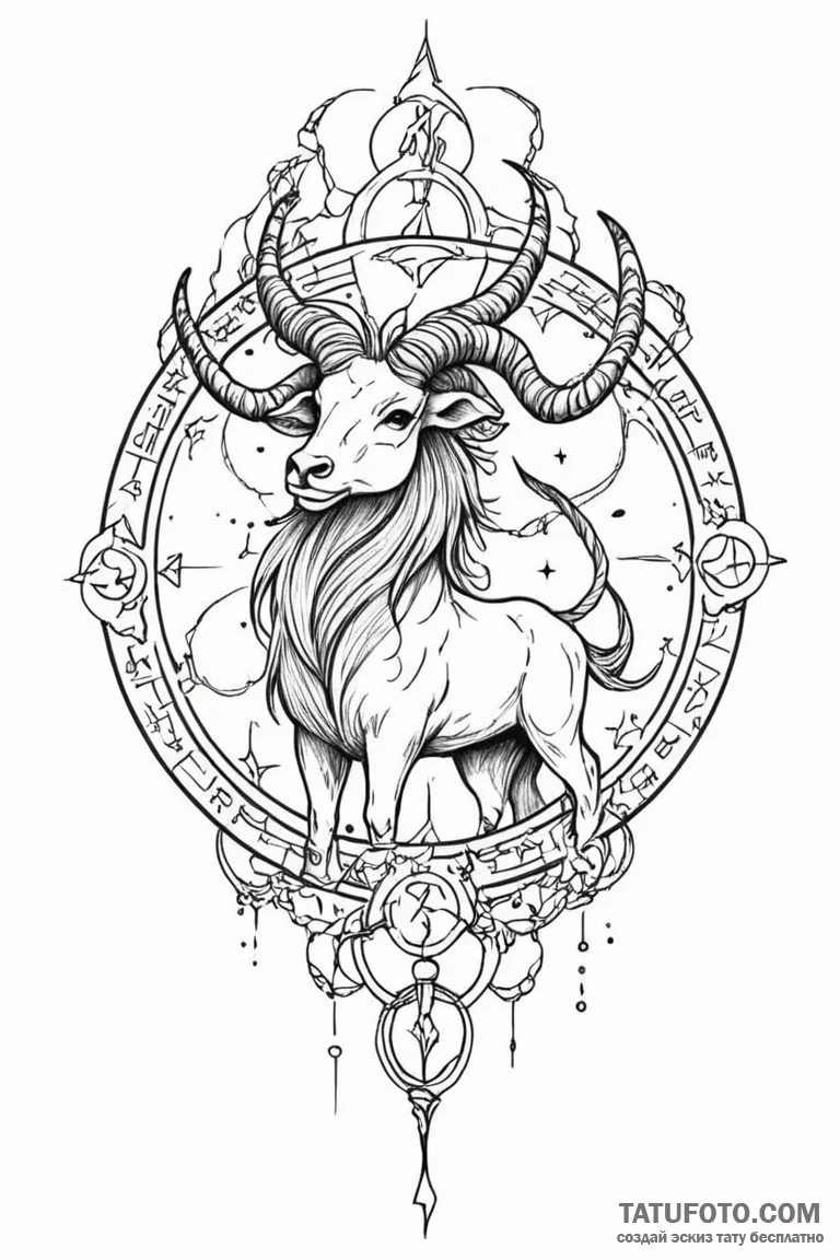 Tattoo design a zodiac symbol appearing on a... - эскиз тату (№1750864750_1, 25.06.2025 15:19) — Tatufoto.com