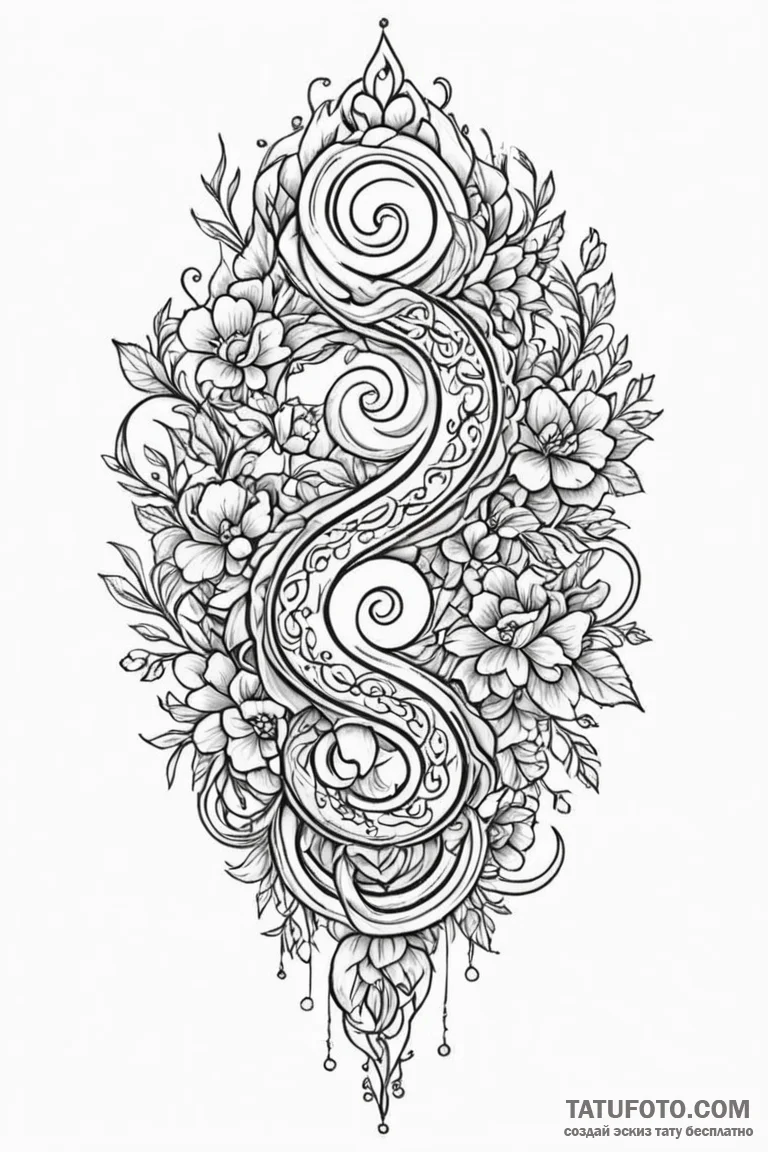 Tattoo sketch: an ornamental tattoo featuring... - эскиз тату (№1750870881_1, 25.06.2025 17:01) — Tatufoto.com