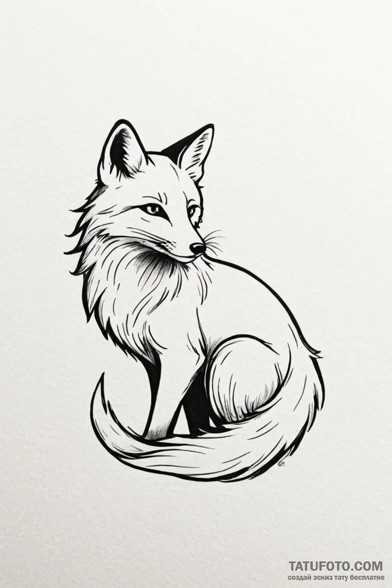 Tattoo sketch a flowing fox silhouette, grace... - эскиз тату (№1750871854_1, 25.06.2025 17:17) — Tatufoto.com