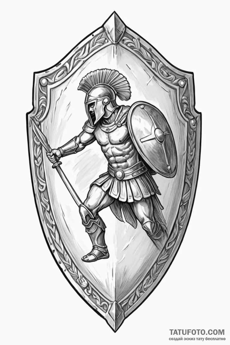 Tattoo sketch an ancient greek hoplite shield... - эскиз тату (№1750873271_0, 25.06.2025 17:41) — Tatufoto.com