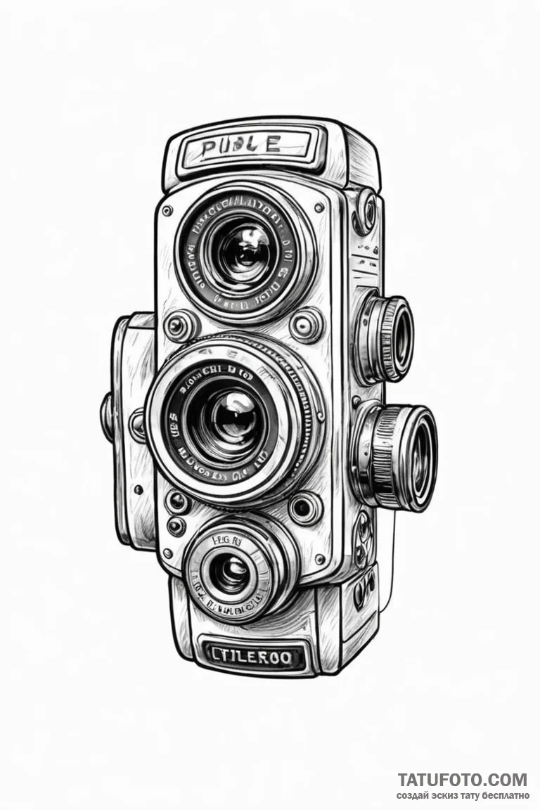 Tattoo sketch a stylized camera lens on one,... - эскиз тату (№1750874534_1, 25.06.2025 18:02) — Tatufoto.com