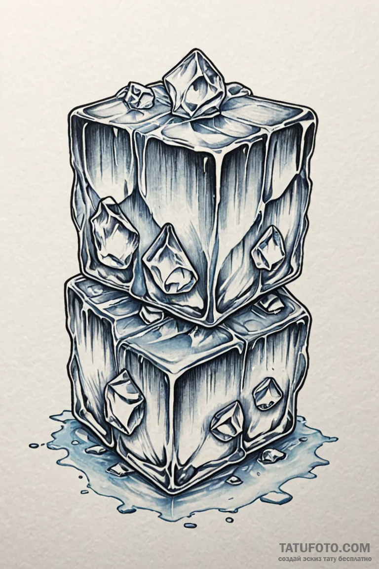 Tattoo design a solid block of ice, unyieldin... - эскиз тату (№1750876298_1, 25.06.2025 18:31) — Tatufoto.com