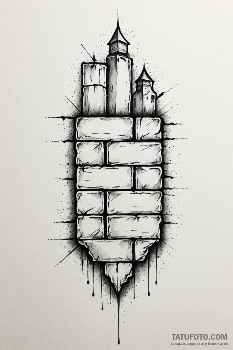 Tattoo sketch a simple, but strong, brick wal... - эскиз тату (№1750876434_1, 25.06.2025 18:33) — Tatufoto.com