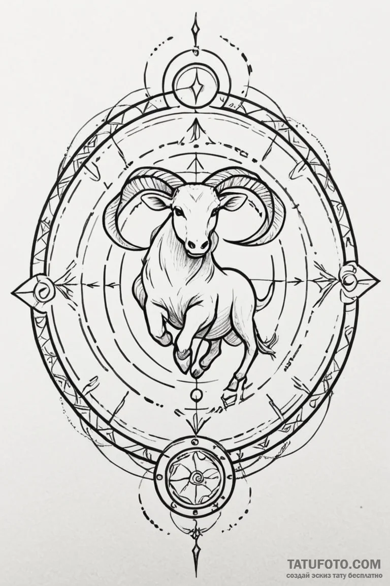 Tattoo sketch a zodiac glyph with a light, ai... - эскиз тату (№1750877290_1, 25.06.2025 18:48) — Tatufoto.com