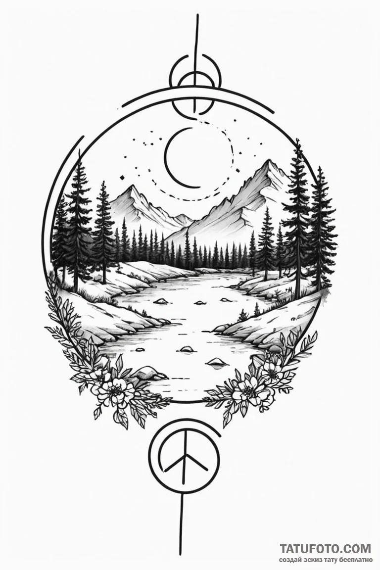Tattoo sketch a "pause" symbol with a serene... - эскиз тату (№1750877363_0, 25.06.2025 18:49) — Tatufoto.com