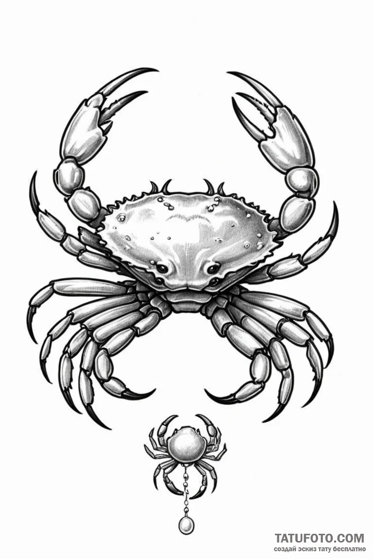 Tattoo design a cancer crab with a tiny pearl... - эскиз тату (№1750879045_0, 25.06.2025 19:17) — Tatufoto.com