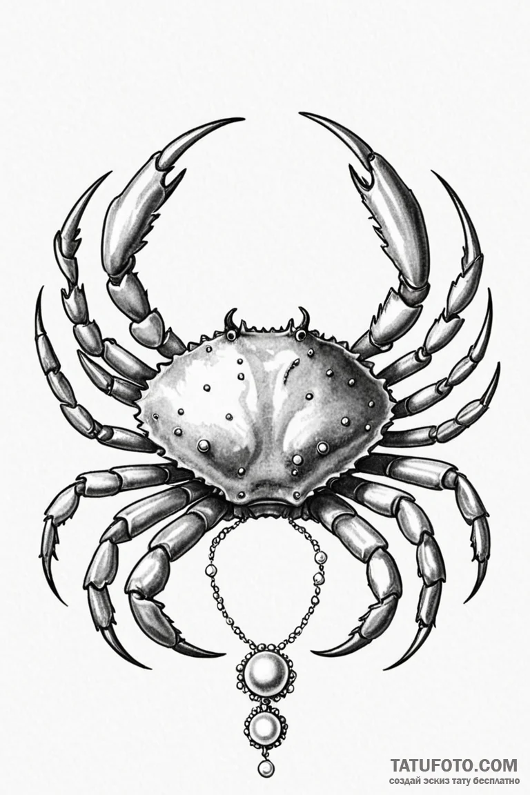 Tattoo design a cancer crab with a tiny pearl... - эскиз тату (№1750879045_1, 25.06.2025 19:17) — Tatufoto.com