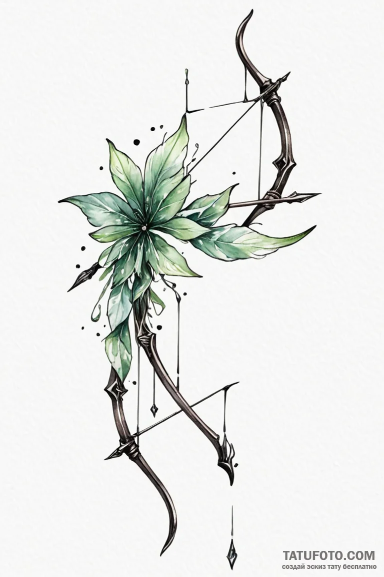 Tattoo design a stylized elven bow with an ar... - эскиз тату (№1750879918_1, 25.06.2025 19:31) — Tatufoto.com