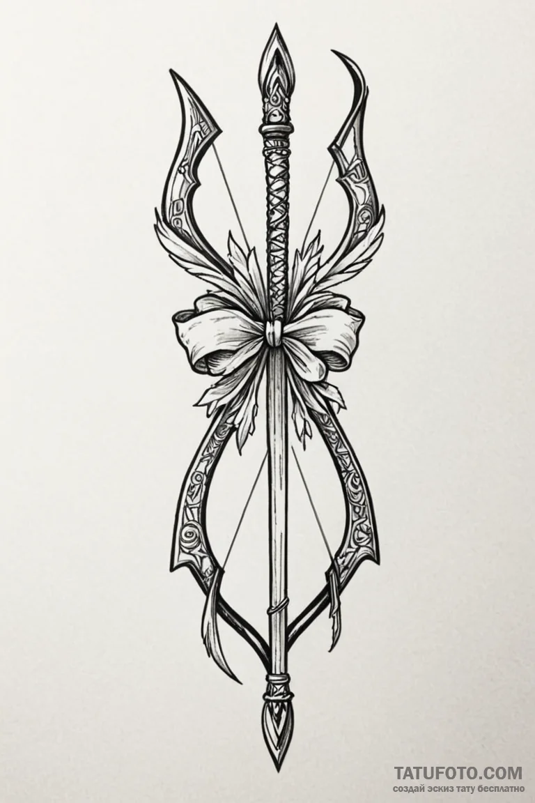 Tattoo design a traditional bow and quiver, s... - эскиз тату (№1750881786_0, 25.06.2025 20:03) — Tatufoto.com
