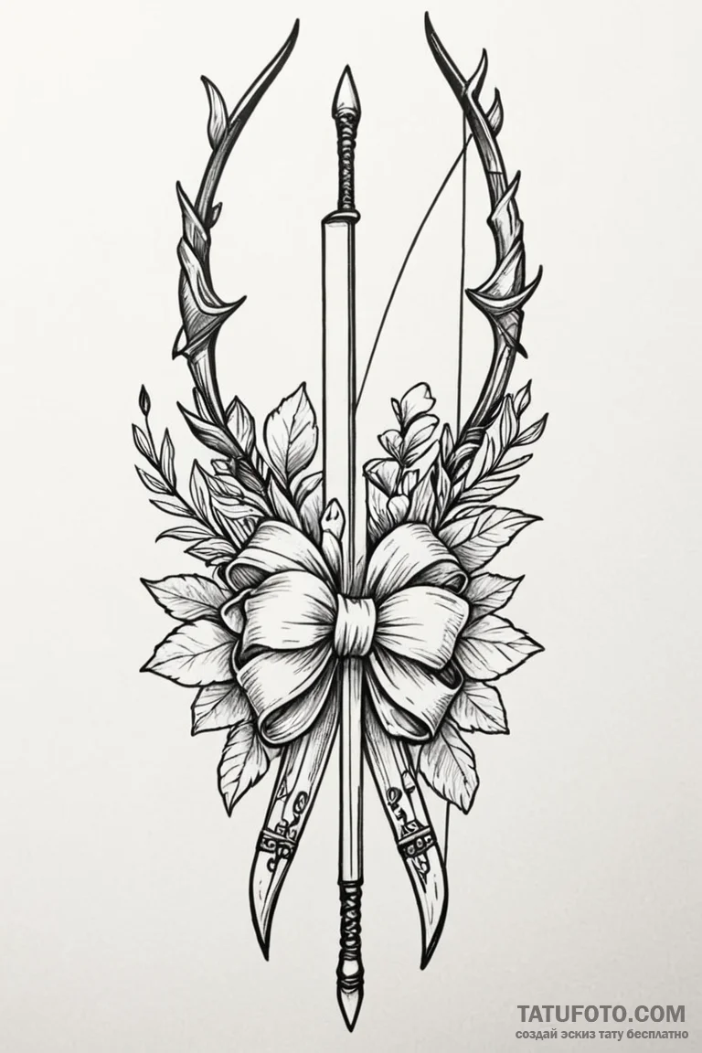 Tattoo design a traditional bow and quiver, s... - эскиз тату (№1750881786_1, 25.06.2025 20:03) — Tatufoto.com