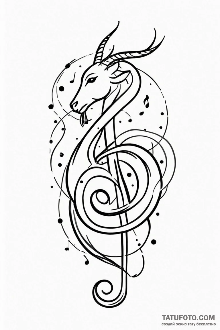 Tattoo design a zodiac animal with a subtle m... - эскиз тату (№1750882657_1, 25.06.2025 20:17) — Tatufoto.com