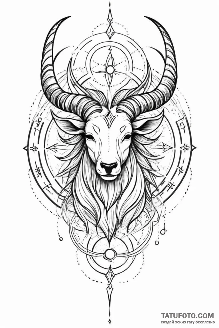 Tattoo sketch a zodiac symbol as a dynamic, a... - эскиз тату (№1750883529_0, 25.06.2025 20:32) — Tatufoto.com