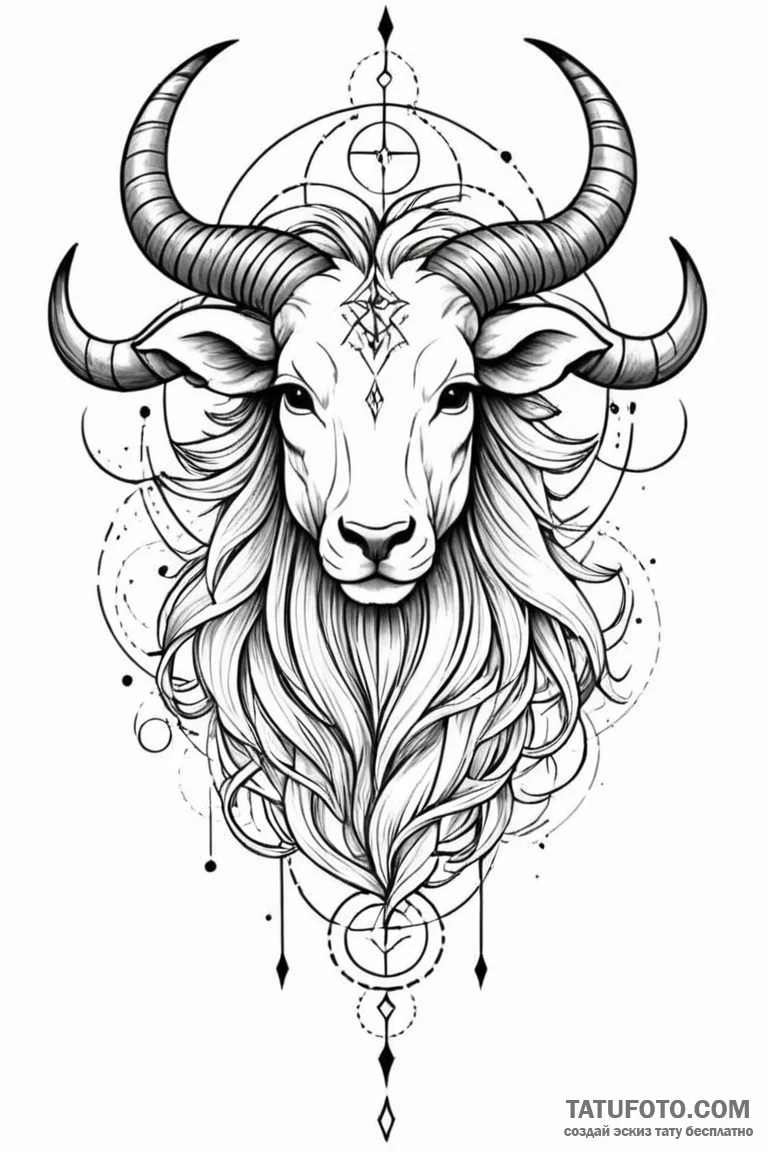 Tattoo sketch a zodiac symbol as a dynamic, a... - эскиз тату (№1750883529_1, 25.06.2025 20:32) — Tatufoto.com