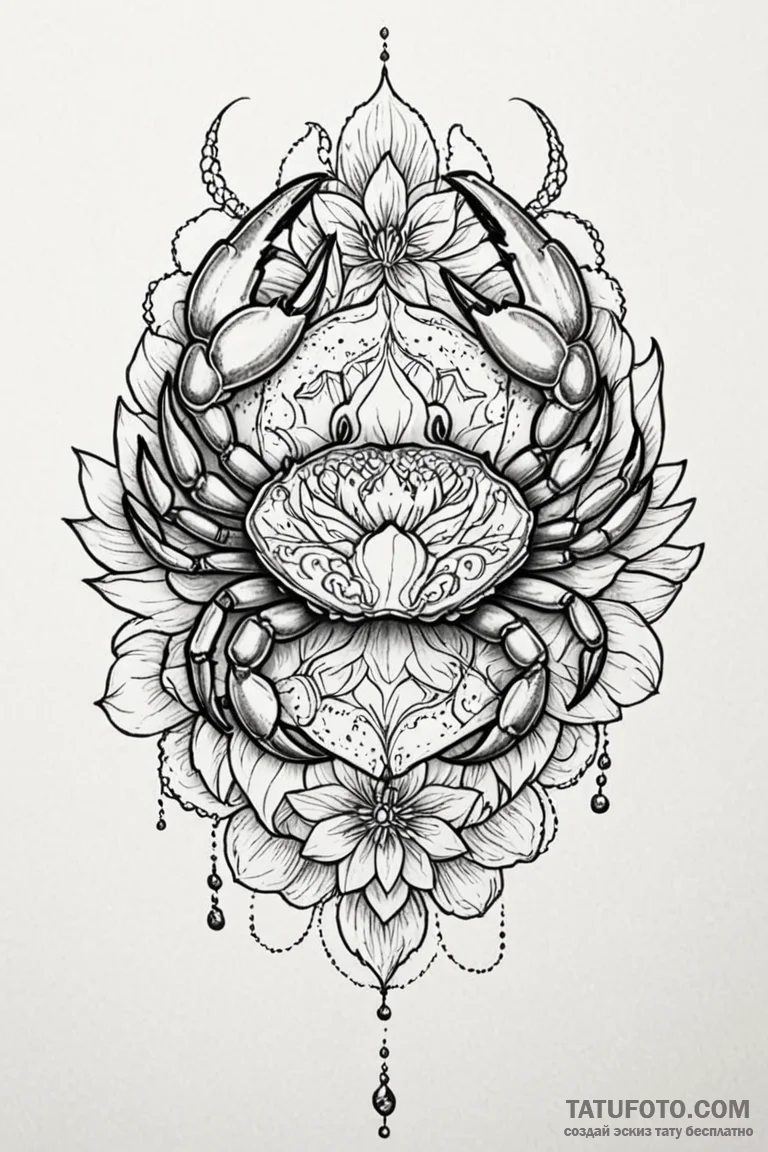 Tattoo design a cancer crab, with its shell c... - эскиз тату (№1750885207_0, 25.06.2025 21:00) — Tatufoto.com