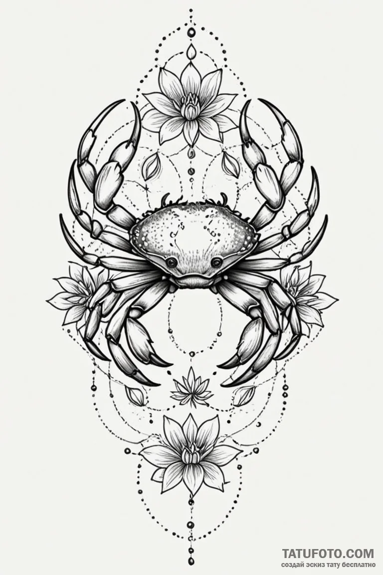 Tattoo design a cancer crab, with its shell c... - эскиз тату (№1750885207_1, 25.06.2025 21:00) — Tatufoto.com