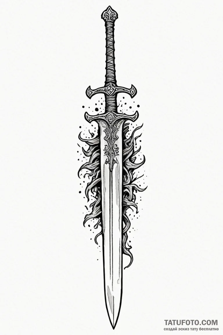 Tattoo design a medieval longsword plunged in... - эскиз тату (№1750885415_0, 25.06.2025 21:03) — Tatufoto.com