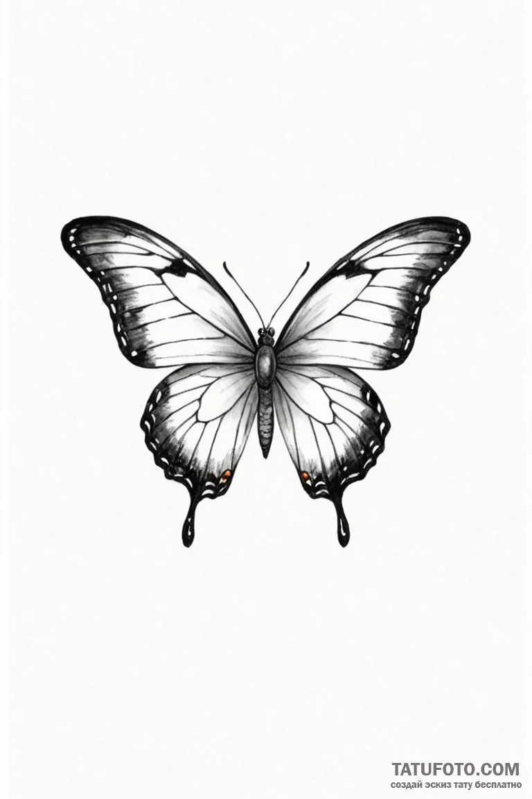 Tattoo design a tiny, realistic butterfly wit... - эскиз тату (№1750886232_1, 25.06.2025 21:17) — Tatufoto.com