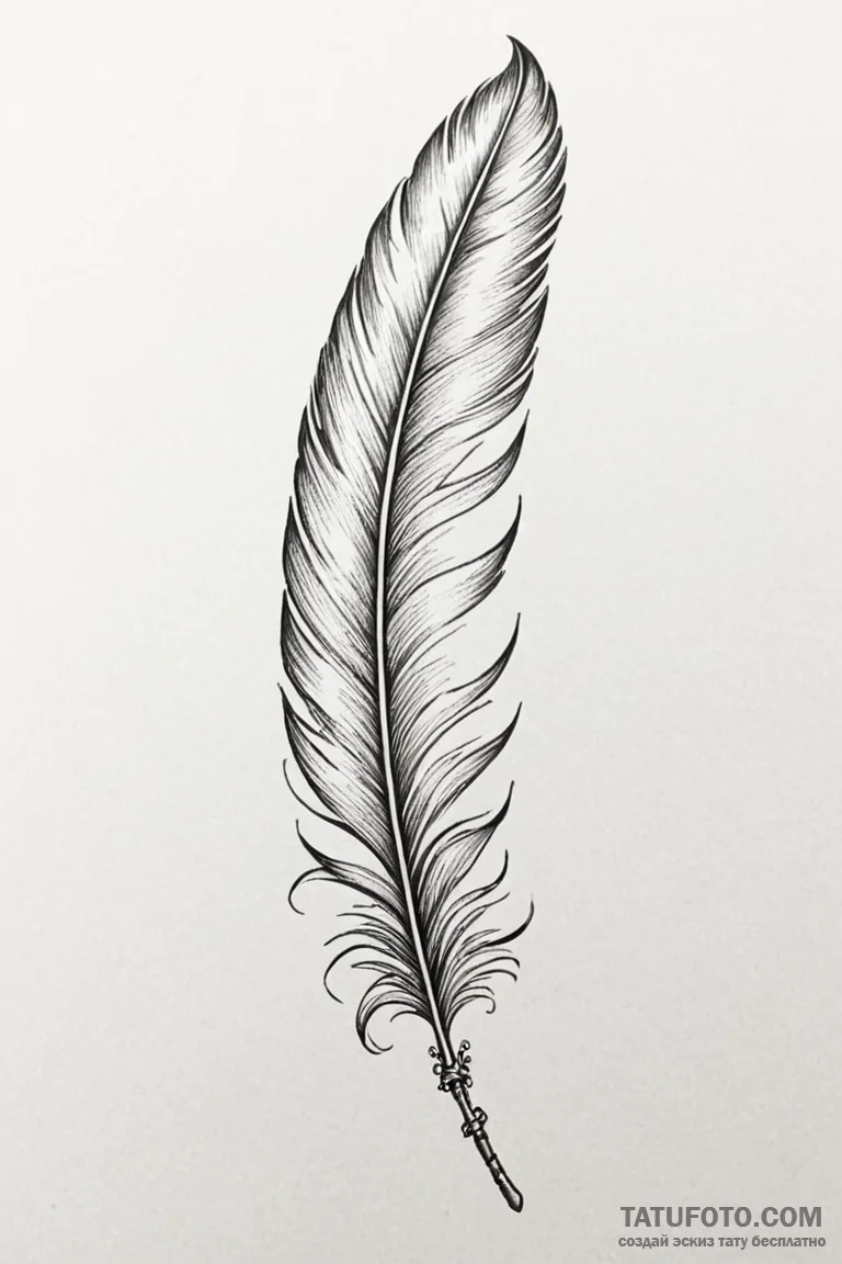 Tattoo design a feather that is also a key. - эскиз тату (№1750887063_1, 25.06.2025 21:31) — Tatufoto.com