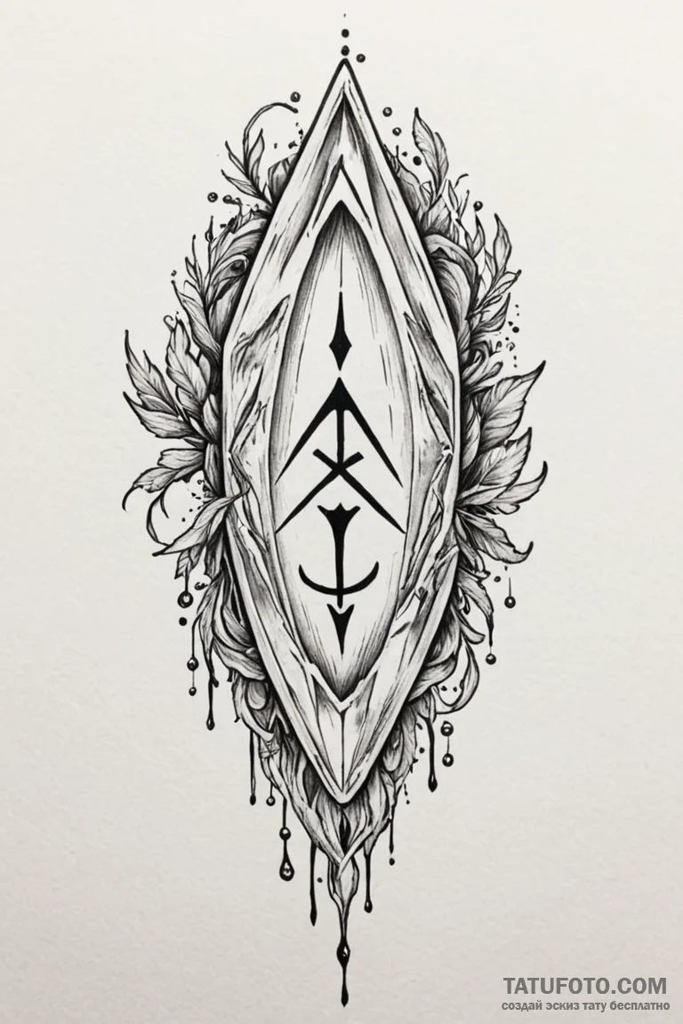 145. tattoo sketch: "potok" rune with element... - эскиз тату (№1750887198_0, 25.06.2025 21:33) — Tatufoto.com