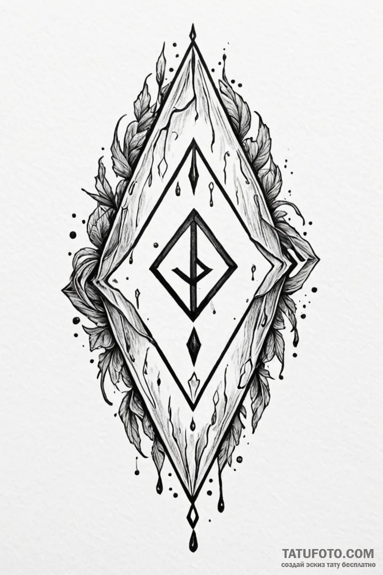 145. tattoo sketch: "potok" rune with element... - эскиз тату (№1750887198_1, 25.06.2025 21:33) — Tatufoto.com