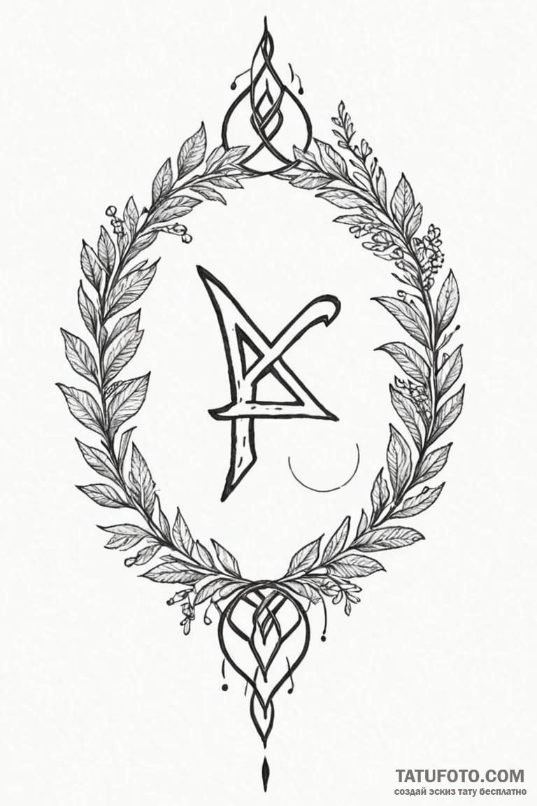107. tattoo design: a "yest" rune with subtle... - эскиз тату (№1750887942_0, 25.06.2025 21:45) — Tatufoto.com