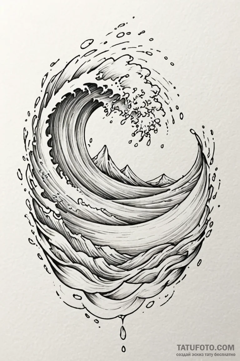 Tattoo design a subtle texture of flowing wat... - эскиз тату (№1750888009_0, 25.06.2025 21:46) — Tatufoto.com