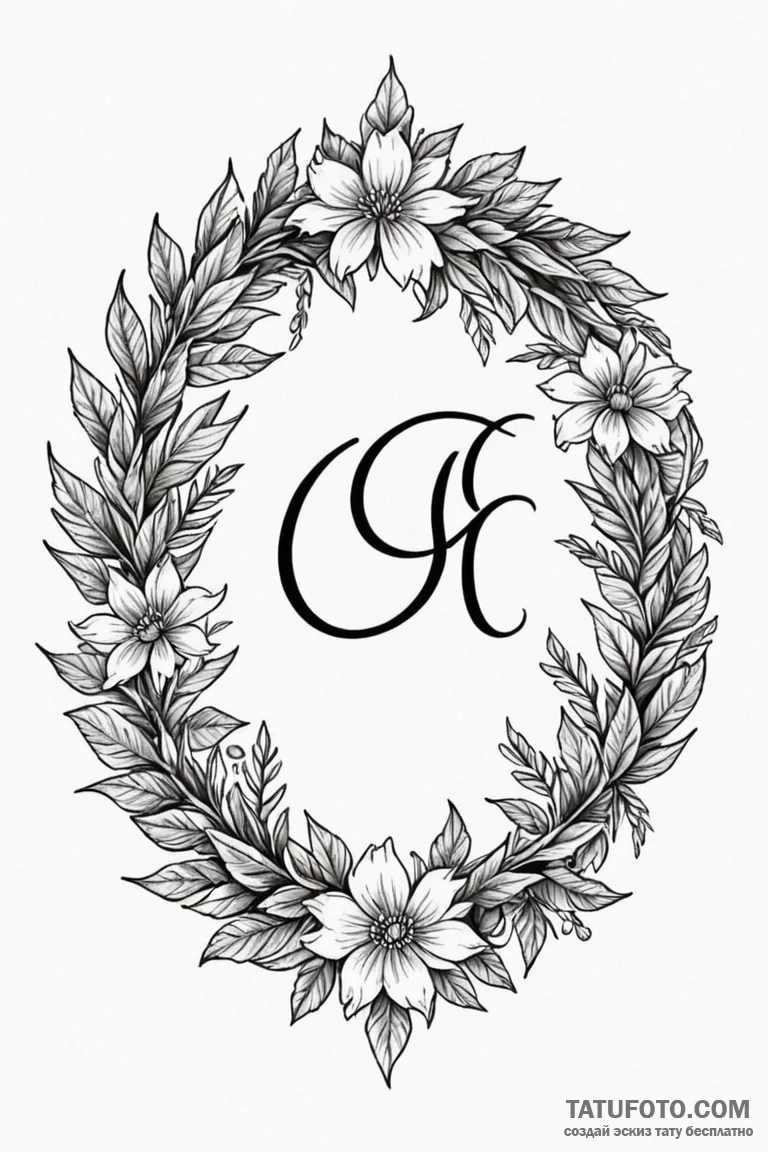 Tattoo design 'gg' surrounded by a winner's w... - эскиз тату (№1750889790_0, 25.06.2025 22:16) — Tatufoto.com