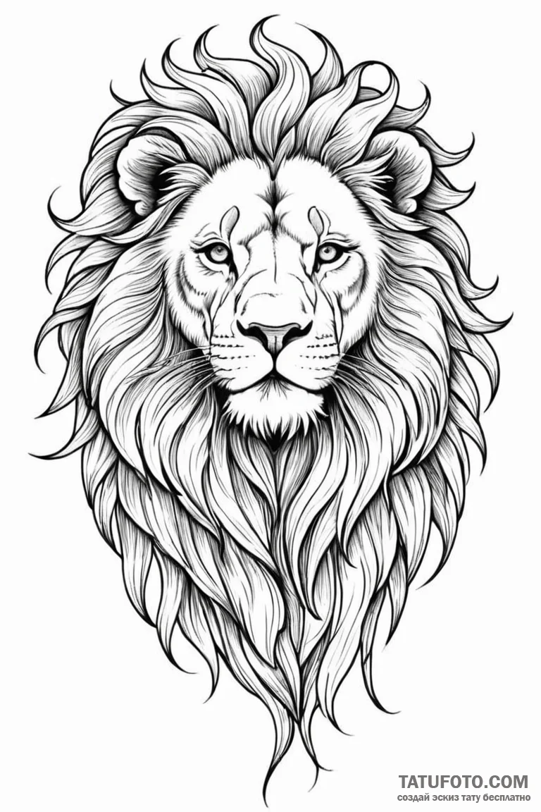 Tattoo sketch a subtle leo lion outline, with... - эскиз тату (№1750890738_0, 25.06.2025 22:32) — Tatufoto.com